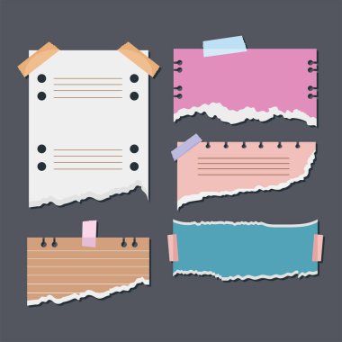 five torn papers icons