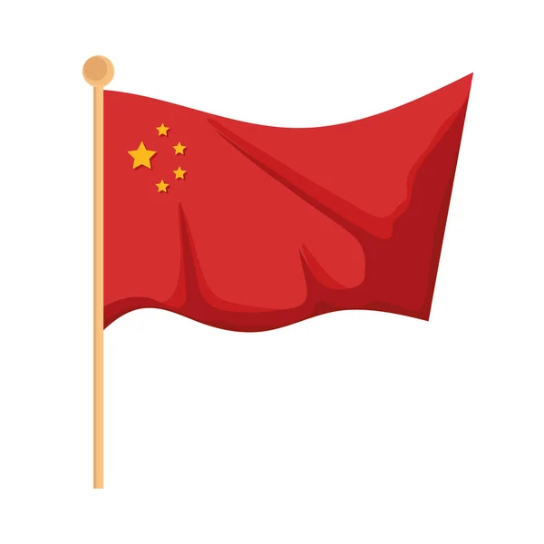 Chinese flag in pole — Stock Vector