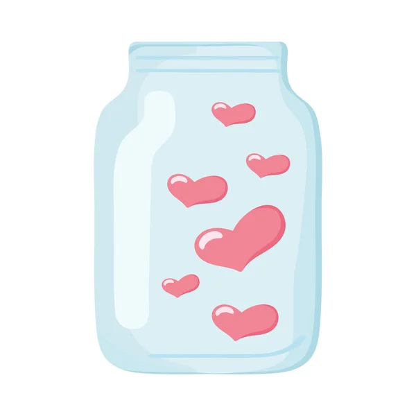 Glass jar with hearts — Stock Vector