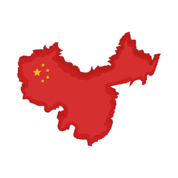 地图上的中国国旗 — 图库矢量图片
