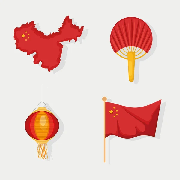 Vier Ikonen der chinesischen Kultur — Stockvektor