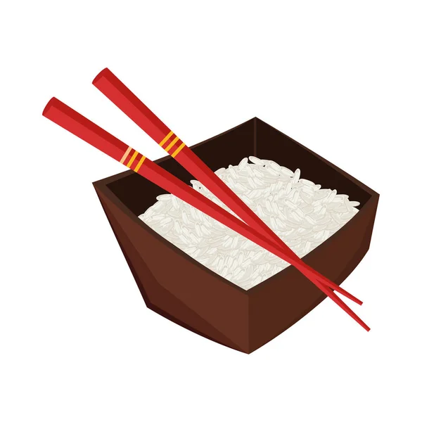 Riz chinois avec baguettes — Image vectorielle