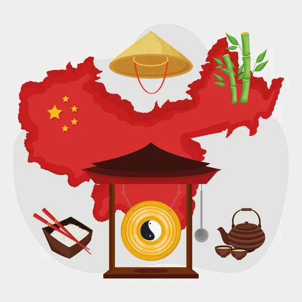 Chinesische Symbole in der Karte — Stockvektor