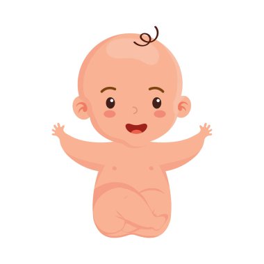 Küçük bebek oturuyor.