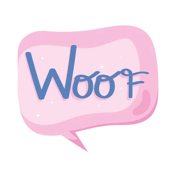 Woof lettering in bubble — Stock Vector