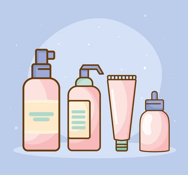 Quatre produits pour la peau icônes — Image vectorielle