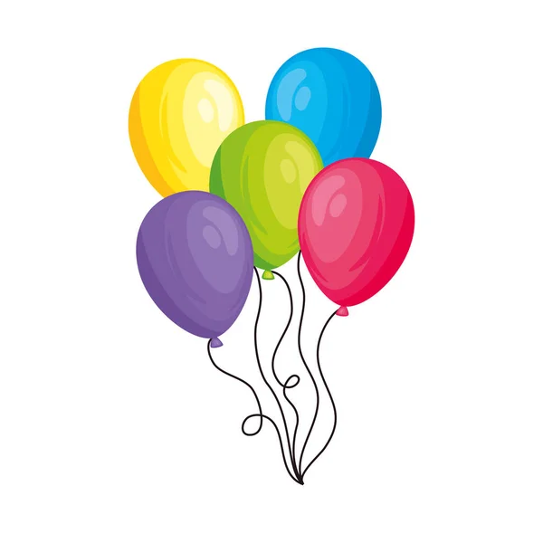 여러 가지 색깔의 헬륨 풍선 — 스톡 벡터