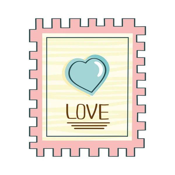 Cachet postal avec coeur — Image vectorielle