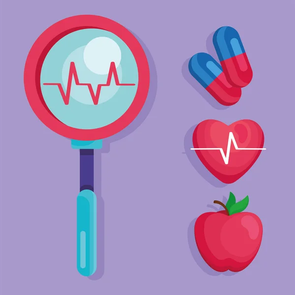 Quatre icônes des soins de santé — Image vectorielle