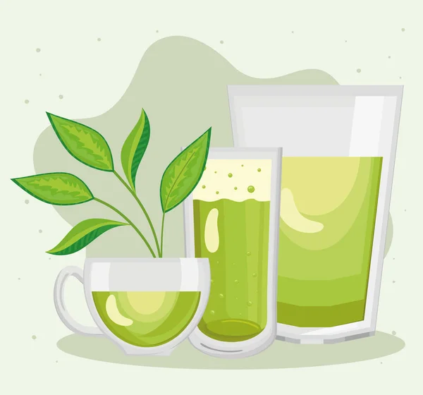 Ikonen des grünen Tees — Stockvektor
