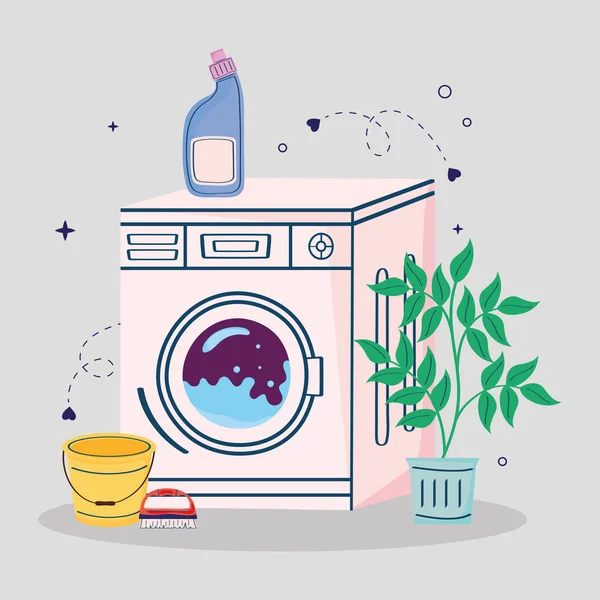 Προϊόντα και πλυντήριο ρούχων — Διανυσματικό Αρχείο
