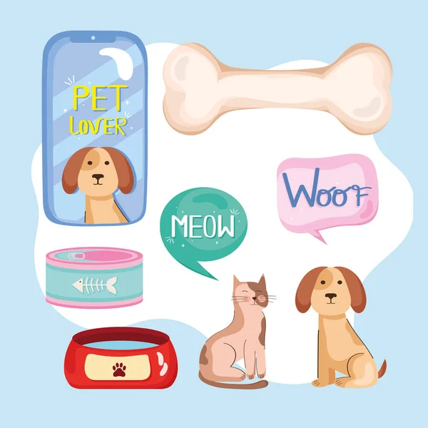 Seis productos para amantes de mascotas — Vector de stock