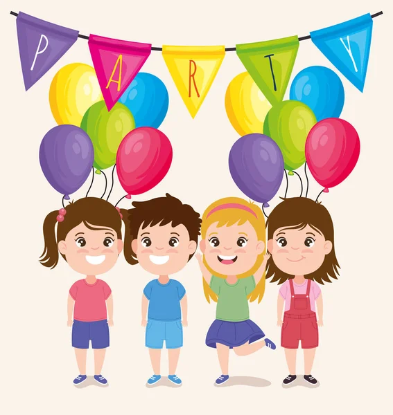 Χαριτωμένα παιδιά χαρούμενα στο πάρτι — Διανυσματικό Αρχείο