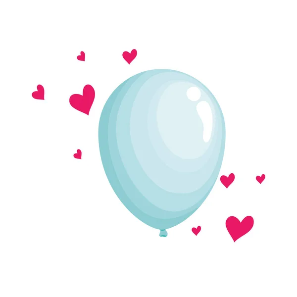 Blue balloon helium with hearts — Stock Vector