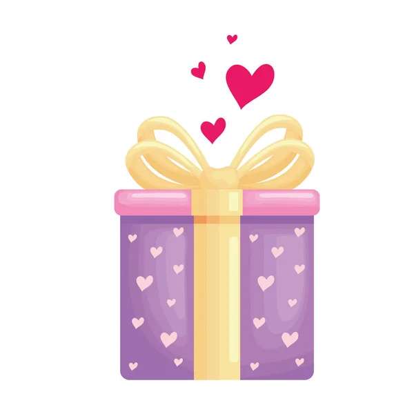 Cadeau avec les cœurs amour — Image vectorielle