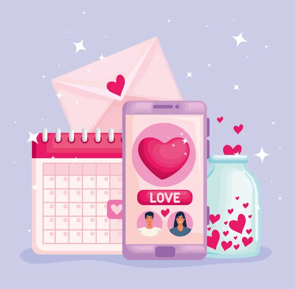 Elementos Feliz Día de San Valentín — Vector de stock