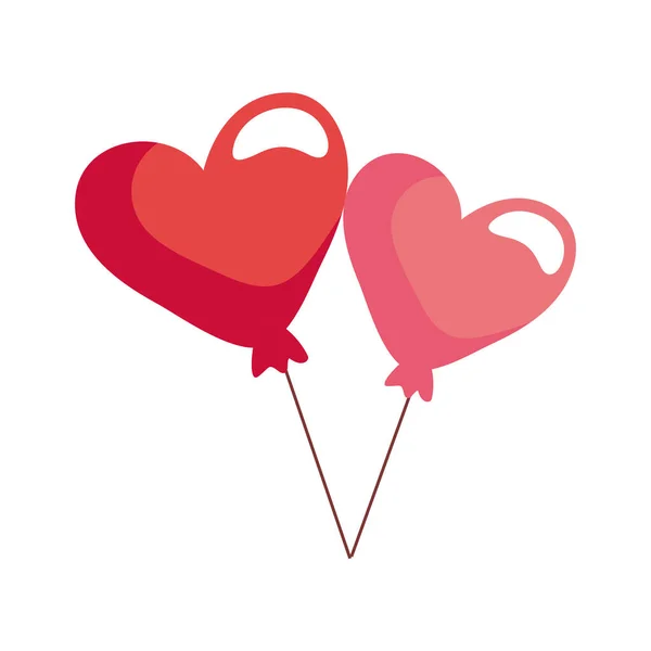 Rode harten ballonnen helium — Stockvector