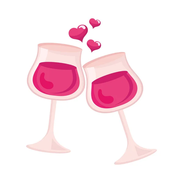 Love wine cups toasting — Stock Vector