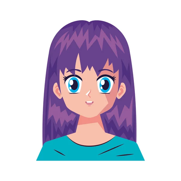 Fille aux cheveux violets — Image vectorielle