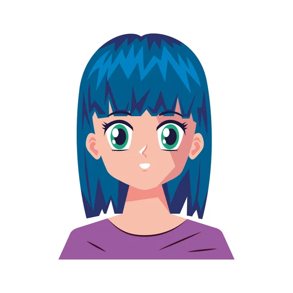 Fille aux cheveux bleus — Image vectorielle