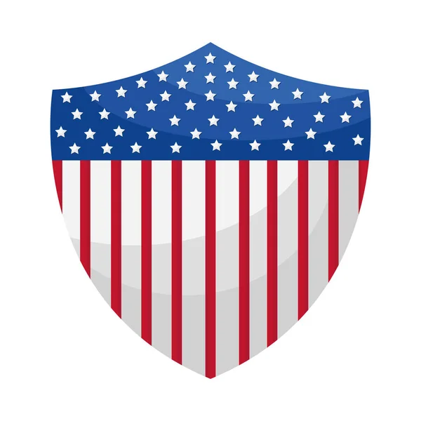 Bandera de EE.UU. en escudo — Vector de stock