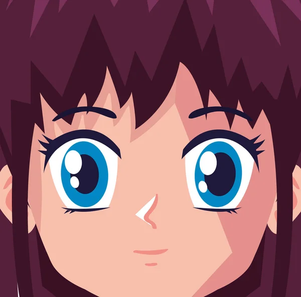 Fille visage anime — Image vectorielle