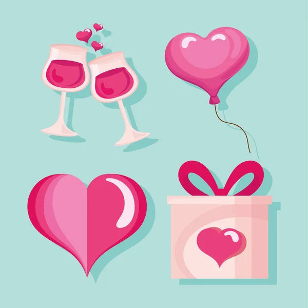 Four valentines day icons — Stock Vector