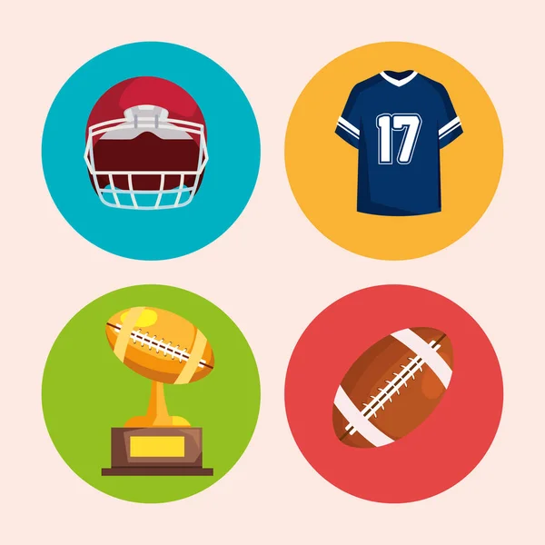 Four american football items — Stock Vector