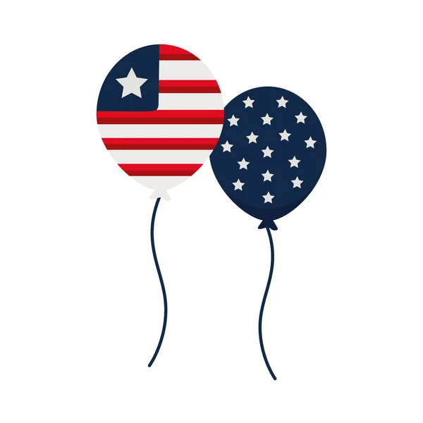 气球中的美国国旗氦 — 图库矢量图片