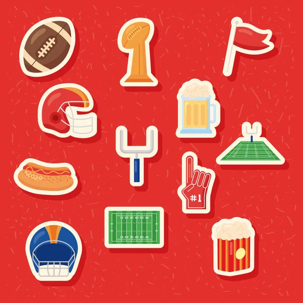 Doce iconos del fútbol americano — Vector de stock