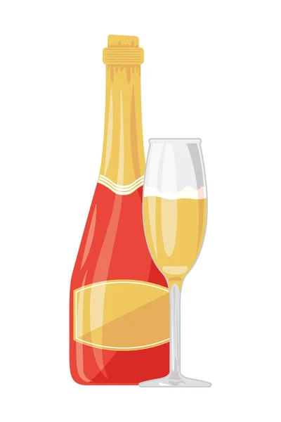 Бутылка шампанского и чашка — стоковый вектор