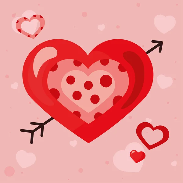 Coeur de valentines avec flèche — Image vectorielle