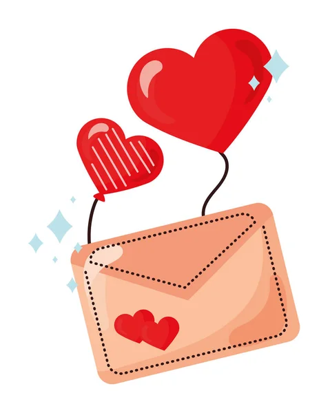 Sevgililer günü mektubu ve balonları — Stok Vektör