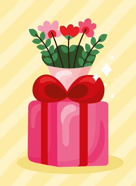Fiori e regali di San Valentino felici — Vettoriale Stock