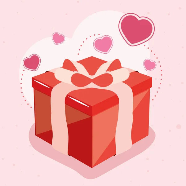 Valentines gift with hearts — Stock Vector