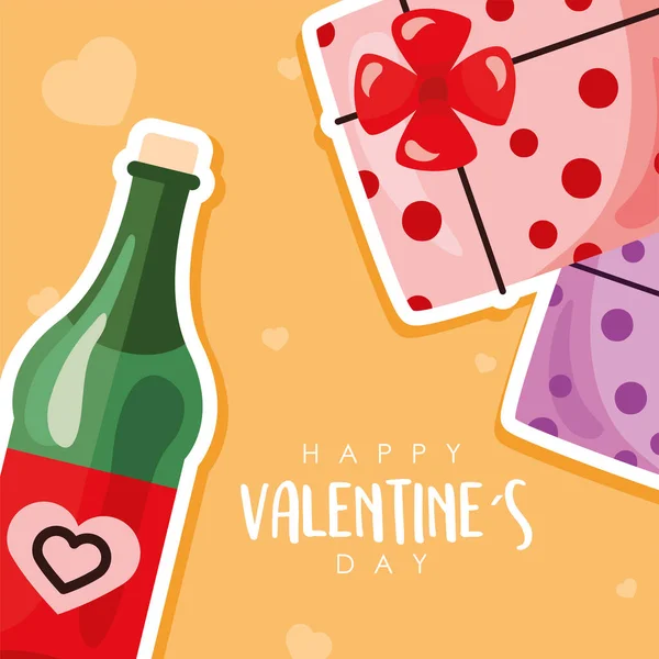 행복 한 발렌타인 카드 문자 메시지 — 스톡 벡터