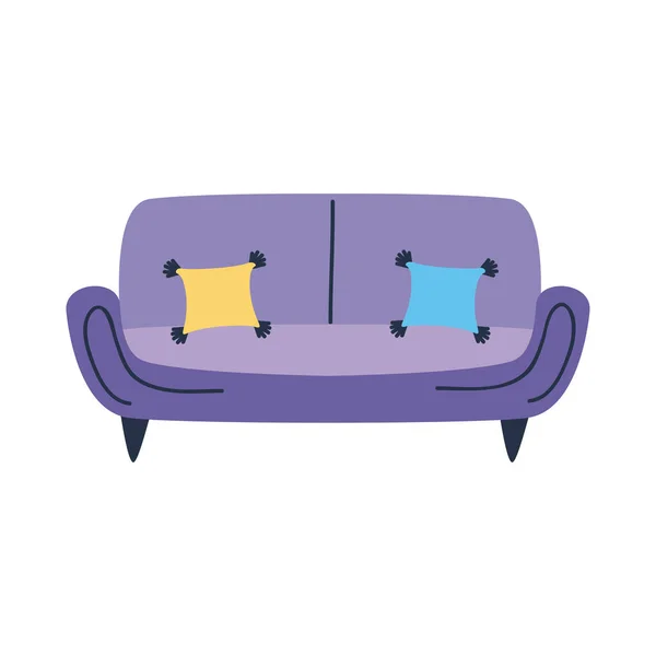 Фіолетовий диван меблі — стоковий вектор