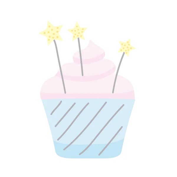 Söt cupcake med stjärnor — Stock vektor