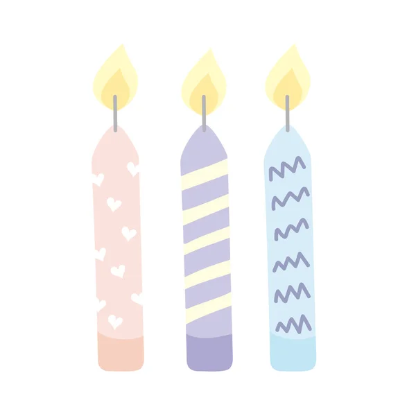Velas de color pastel de cumpleaños — Vector de stock