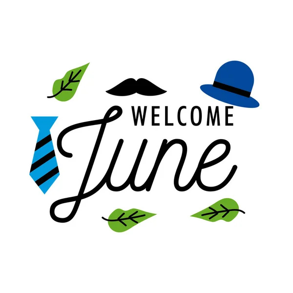 Добро пожаловать в июне месяц — стоковый вектор