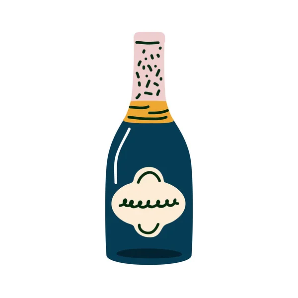 蓝色香槟瓶 — 图库矢量图片