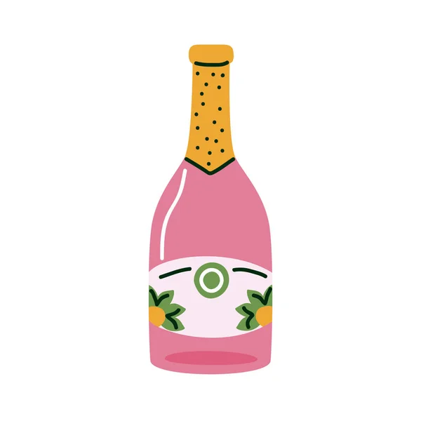 粉红色的香槟瓶 — 图库矢量图片