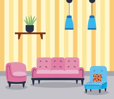 Oturma odasında üç kanepe