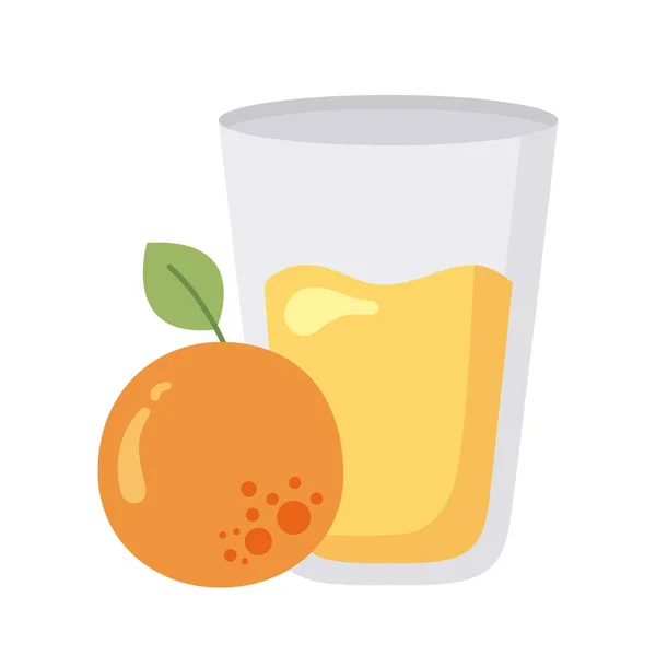 Zumo de naranja y fruta — Vector de stock