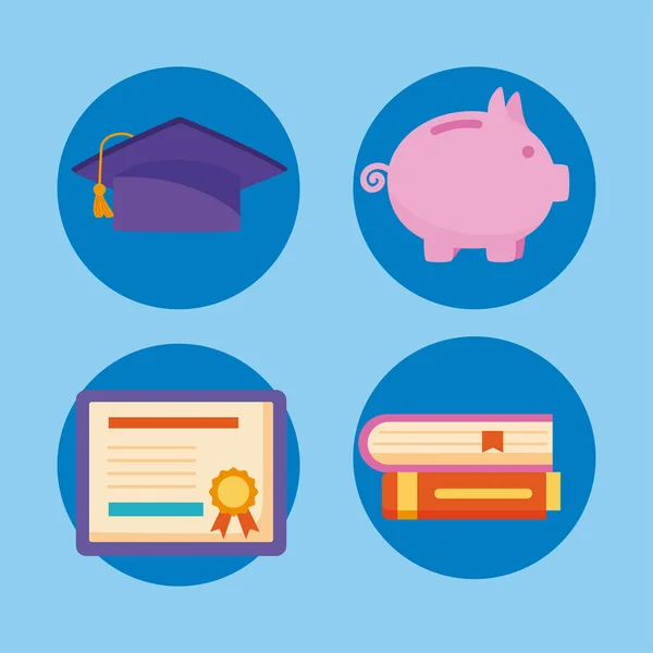 Four loans scholarship icons — Stock Vector