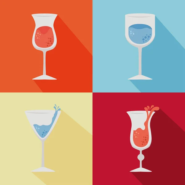 Quatre verres boissons icônes — Image vectorielle