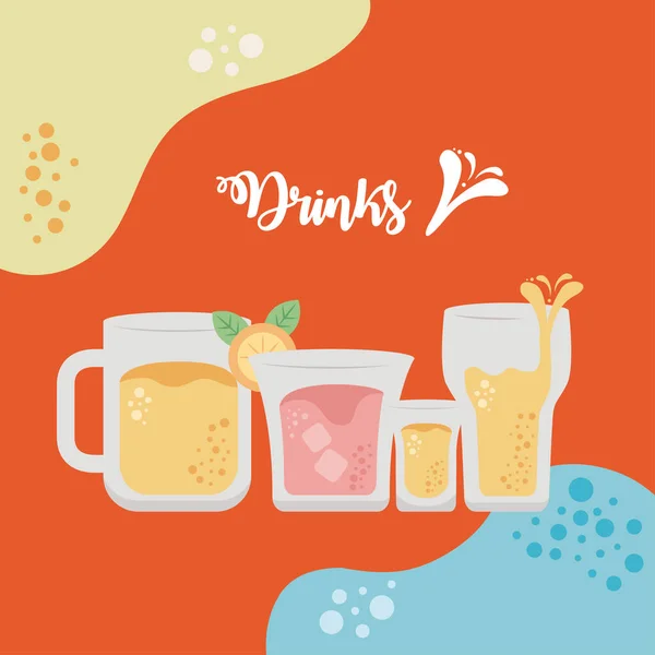 Четыре стакана напитков плакат — стоковый вектор