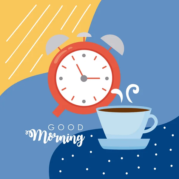 Good morning lettering with coffee — Stock Vector