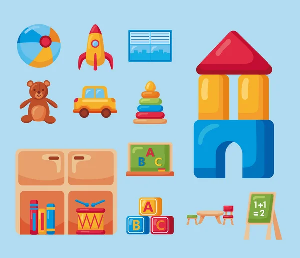 Twaalf iconen van de kleuterschool — Stockvector