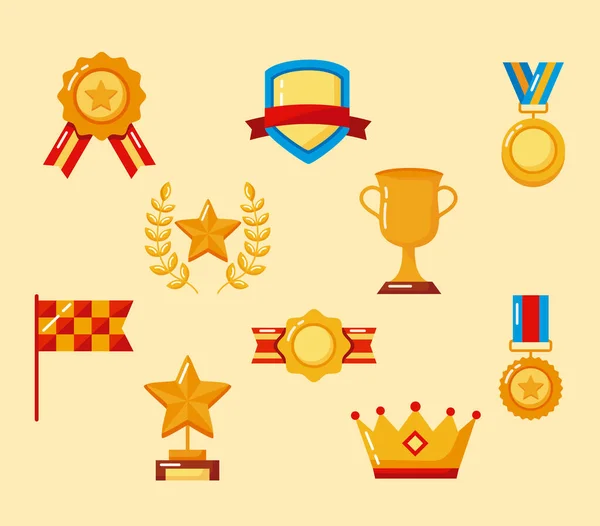 Ten win awards icons — Stock Vector